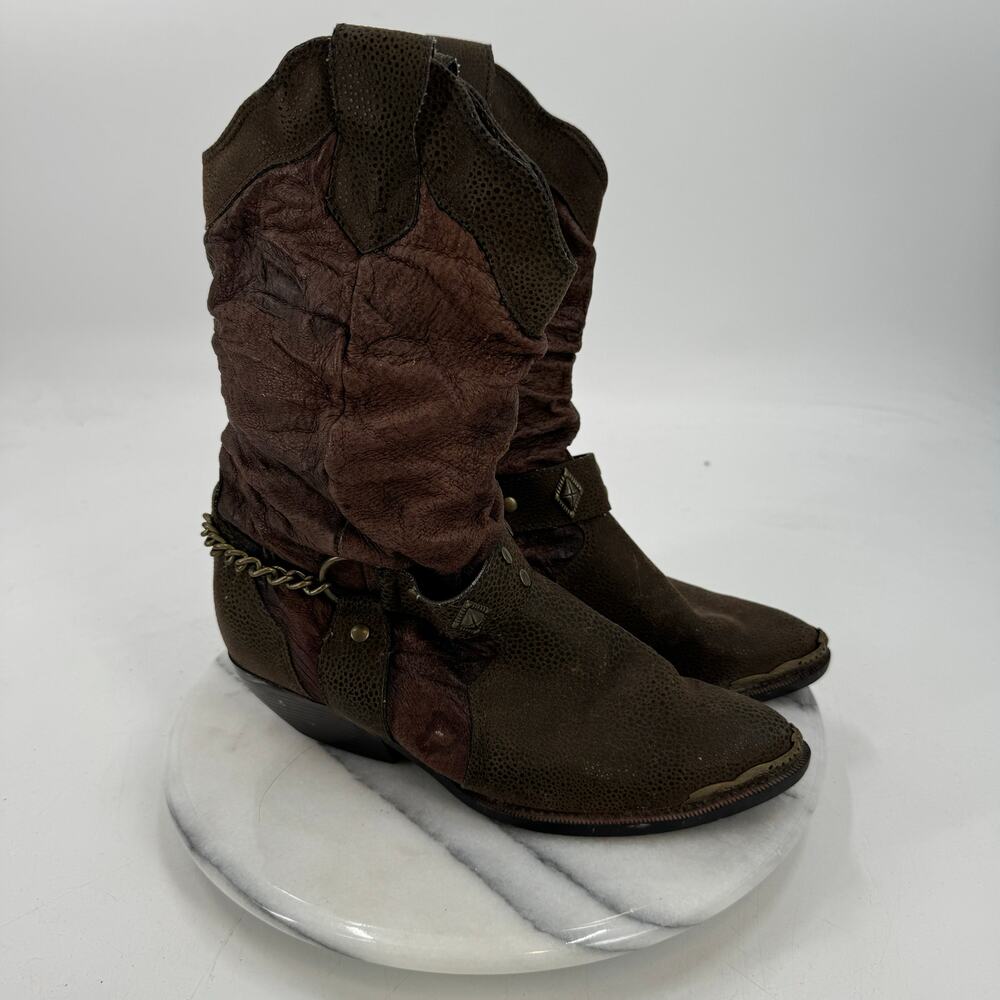 Vintage The leather collection western cowgirl brown leather boots